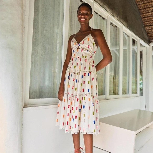 NWT Farm rio Multicolor Pineapple Midi Dress - Picture 2 of 8